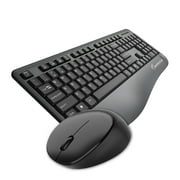 Impecca Wireless Keyboard and Mouse Combo with Palm Rest, Full-Sized Ergonomic Keyboard, Spill Resistant \u0026 Adjustable Angle. Black.